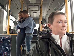 Lindsey Olsen plumbs her boy on a public bus